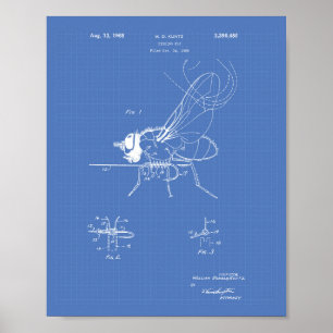 Fishing Fly 1968 Patent Art Blueprint Poster