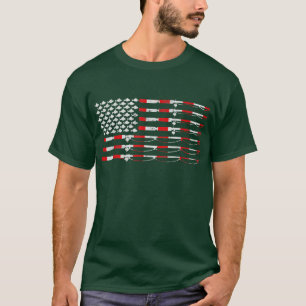 Fishing Fly Rod American Flag Gift For Fisherman 8 T-Shirt