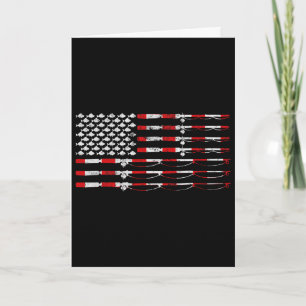 Fishing Fly Rod American Flag Gift For Fisherman  Card