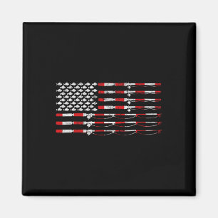 Fishing Fly Rod American Flag Gift For Fisherman Magnet