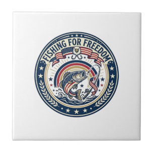 Fishing For Freedom Patriotic Patriotic Hobby Vint Ceramic Tile