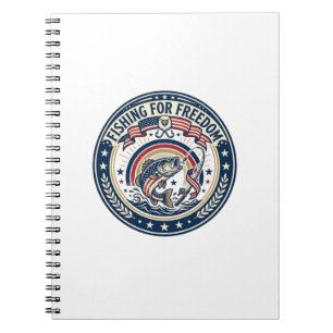Fishing For Freedom Patriotic Patriotic Hobby Vint Notebook
