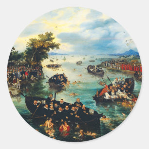 Fishing for Souls by Adriaen van de Venne Classic Round Sticker