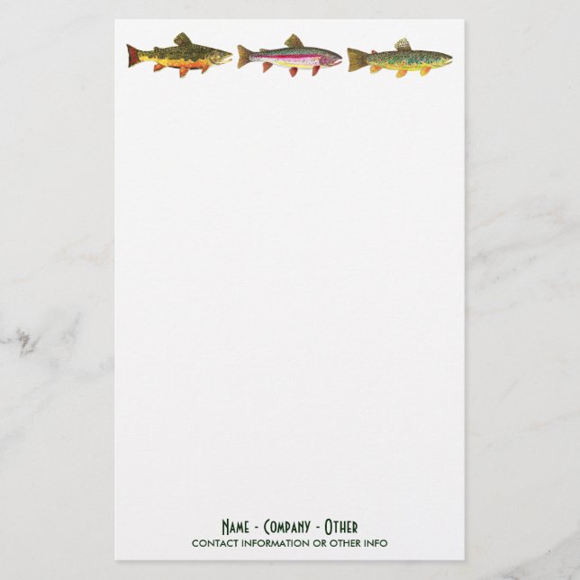 Fishing for Trout Sport Fisherman Angler Stationery (Front)