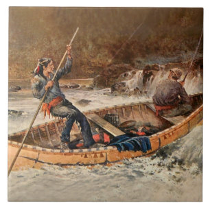 “Fishing for Trout” Western Art by Frank Feller Ceramic Tile