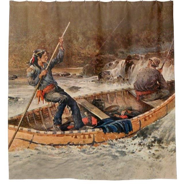 “Fishing for Trout” Western Art by Frank Feller Shower Curtain (Front)