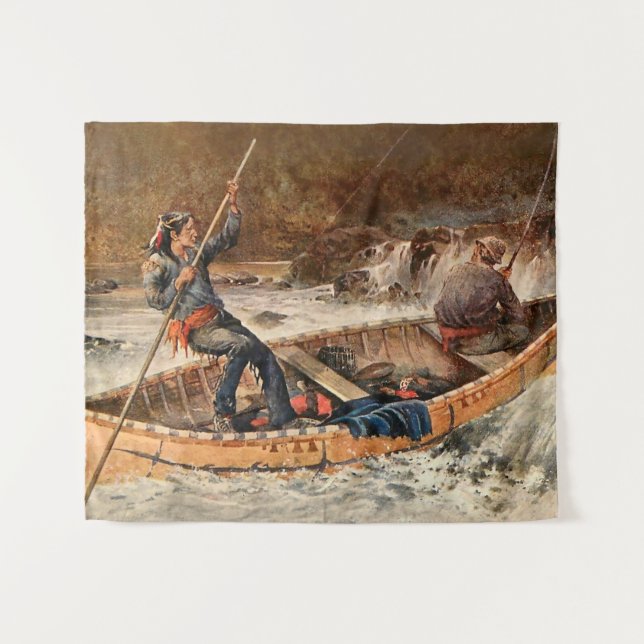 “Fishing for Trout” Western Art by Frank Feller Tapestry (Front (Horizontal))