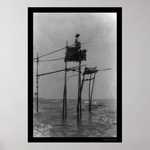 Fishing From a Tower in Japan 1909 Poster