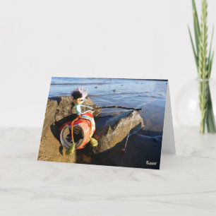 Fishing Fubby on a can at the water side. Thank You Card