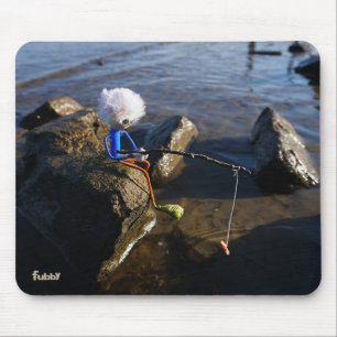 Fishing Fubby on a rock. Mouse Pad