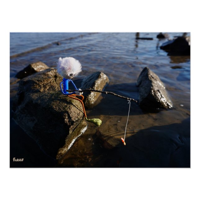 Fishing Fubby on a rock. Poster (Front)