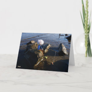 Fishing Fubby on a rock. Thank You Card