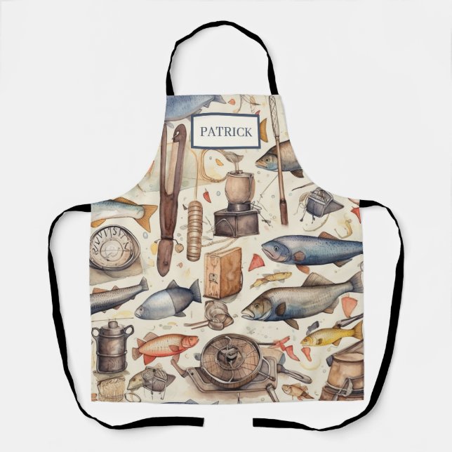Fishing Funny Cooking Kitchen Apron (Front)