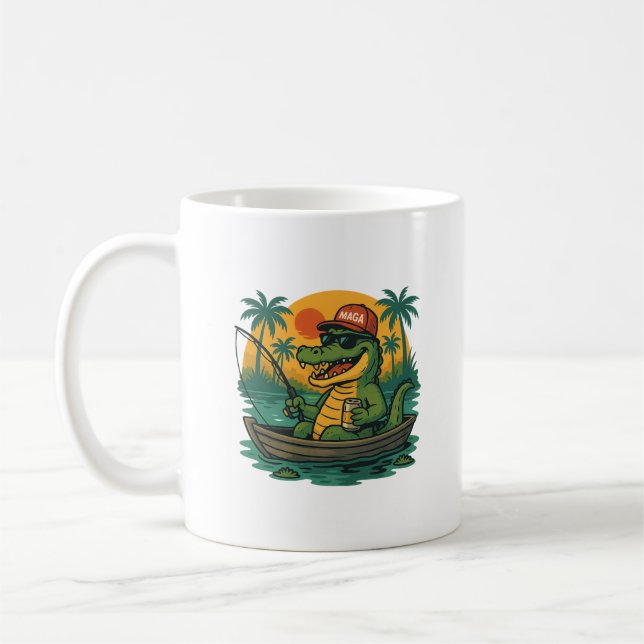 Fishing Gator – MAGA Hat Florida Meme Coffee Mug (Left)