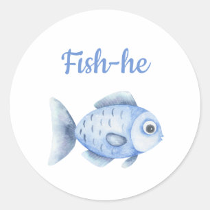 Fishing Gender Reveal - Team Boy Fish-he Classic Round Sticker
