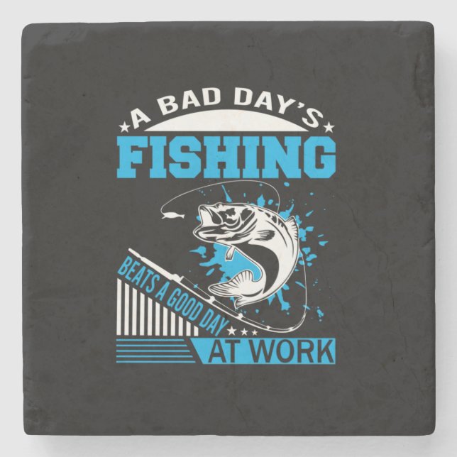 Fishing Gift A Good Day Fishing Stone Coaster (Front)