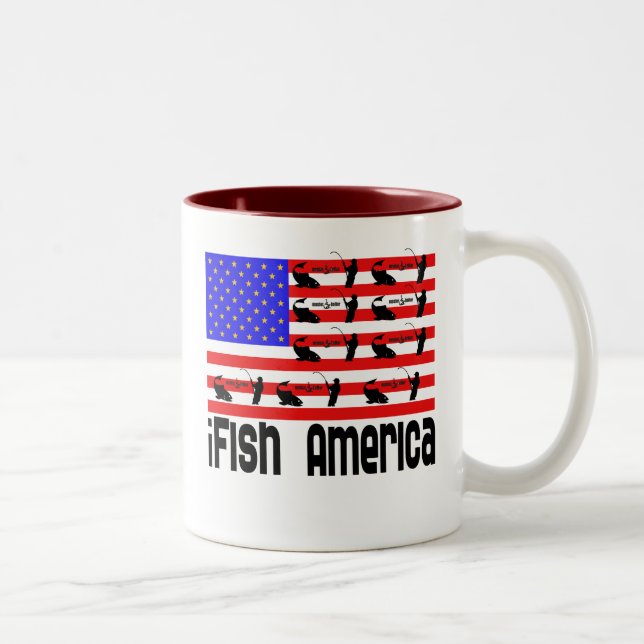 Fishing Gift iFish America Two-Tone Coffee Mug (Right)