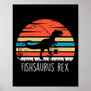 Fishing Gifts Shirt For Boys Fishsaurus T Rex Dino Poster