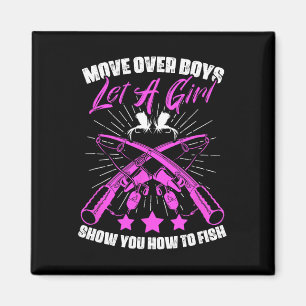 Fishing Girl Angler Rod Boating Fisher Fish Fisher Magnet