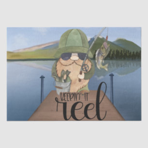 Fishing Gnome "Keepin' It Reel" Decoupage Tissue Paper