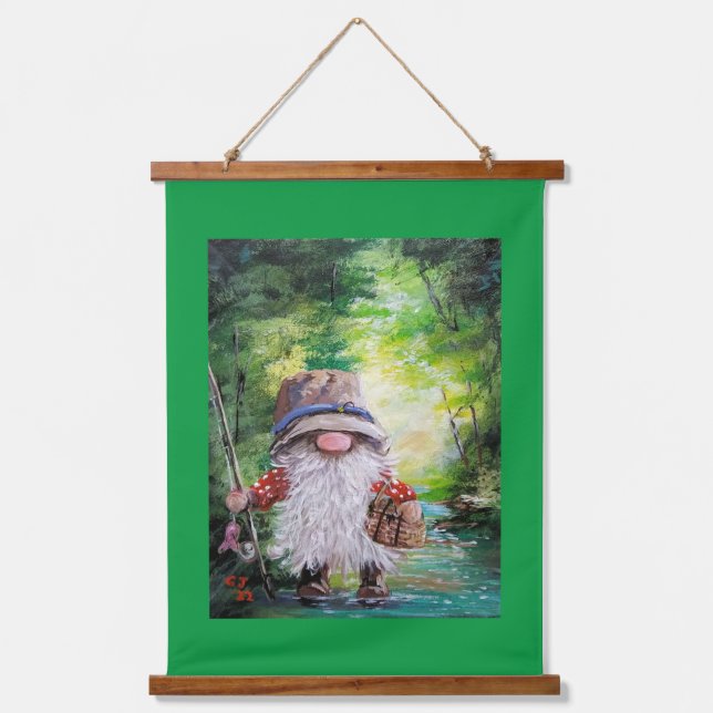 Fishing Gnome Wall Decor Hanging Tapestry (Front)