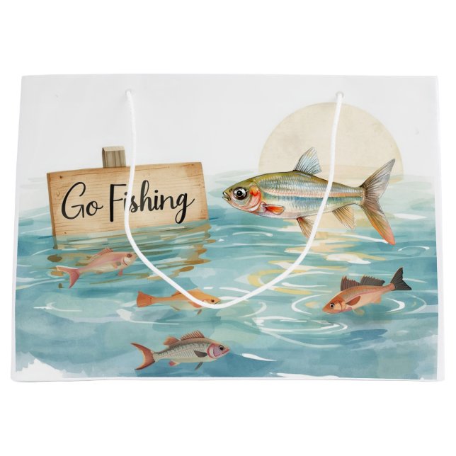 Fishing go fishing  large gift bag (Front)