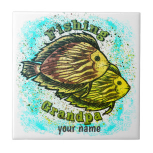 Fishing Grandpa Ceramic Tile