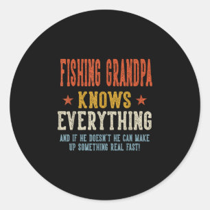 Fishing grandpa knows everything father's day classic round sticker