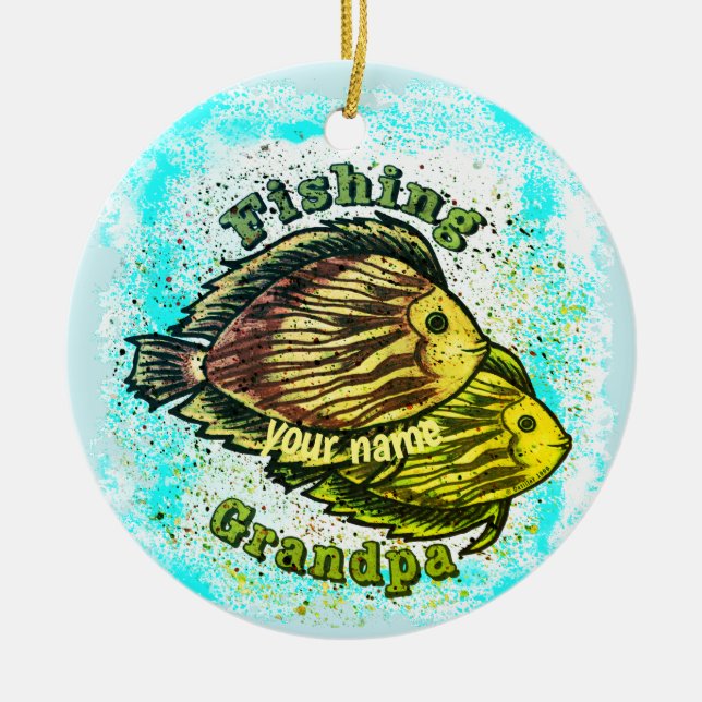 Fishing Grandpa  ornament (Front)