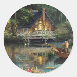 Fishing Graphic Classic Round Sticker