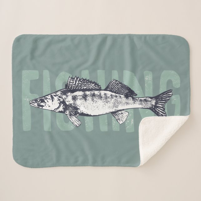 Fishing Graphic Fish for the Fisherman Sherpa Blanket (Front (Horizontal))