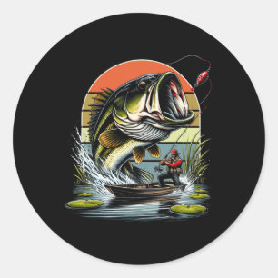 Fishing Graphic Large Mouth B Fish Classic Round Sticker
