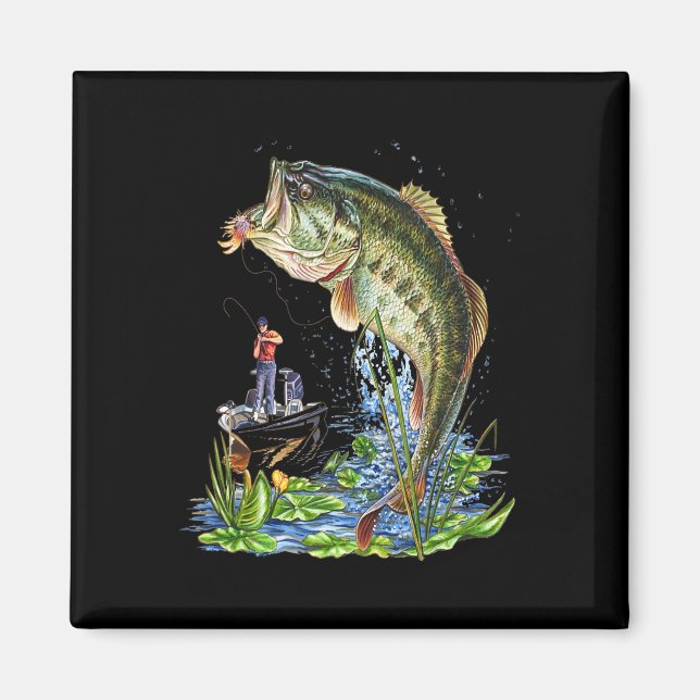 Fishing Graphic Large Mouth B Fish  Magnet (Front)