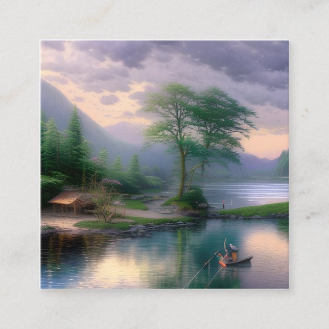 Fishing Graphic Square Business Card (Front)