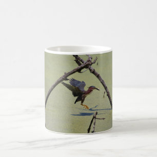 Fishing green heron coffee mug