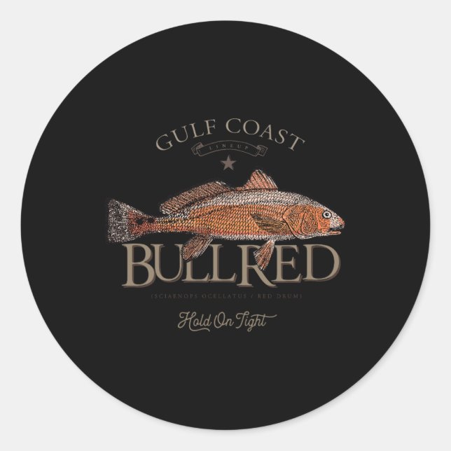 Fishing Gulf Red Drum Redfish Bull Red  Classic Round Sticker (Front)
