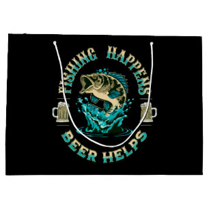 Fishing Happens. Beer Helps! Large Gift Bag