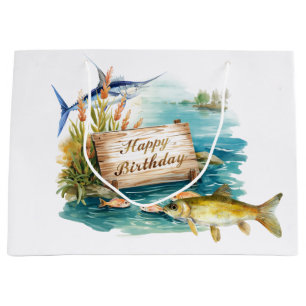 Fishing Happy Birthday Large Gift Bag