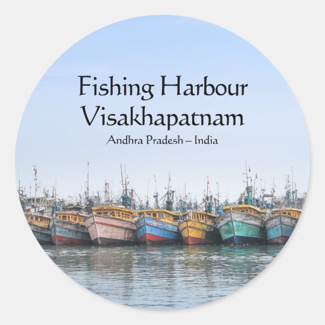 Fishing Harbour Vizag Classic Round Sticker (Front)