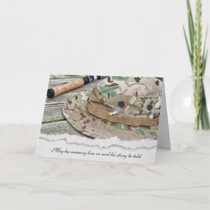 fishing hat and pole sympathy card