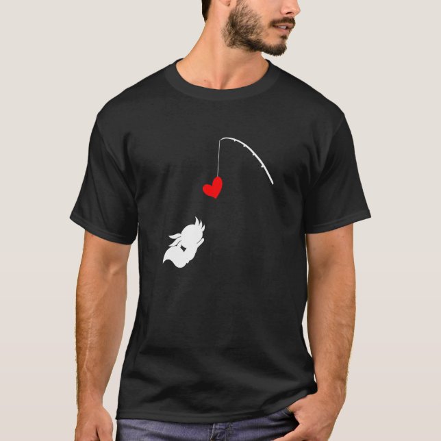 Fishing Heart Axolotl Rod With Heart Axolotl Anima T-Shirt (Front)