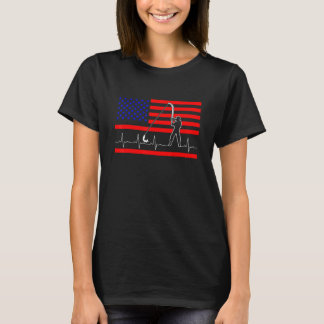 Fishing Heartbeat American Fishing 4th July Patrio T-Shirt
