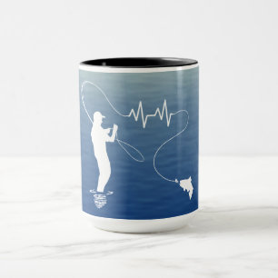 Fishing Heartbeat Fly Fishing Guy Mug