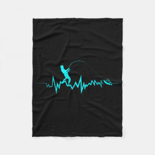 Fishing Heartbeat Funny Design For Fisherman Fleece Blanket