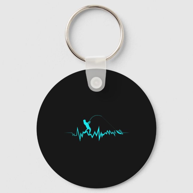 Fishing Heartbeat Funny Design For Fisherman  Key Ring (Front)