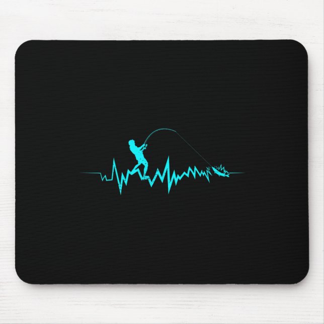 Fishing Heartbeat Funny Design For Fisherman  Mouse Pad (Front)