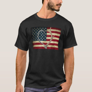 Fishing Hook & Antler Shed Hunter Heart Shape T-Shirt