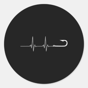 Fishing Hook Heartbeat Classic Round Sticker