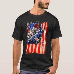 Fishing Hooked American Flag T-Shirt