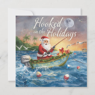 Fishing “Hooked on the Holidays” with Santa Claus Holiday Card